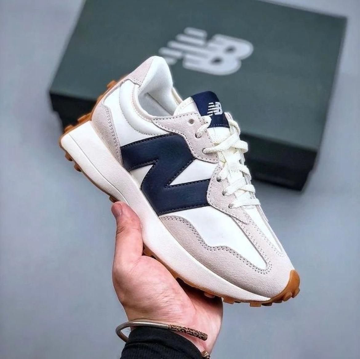 New balance 327 blanco beje y azul